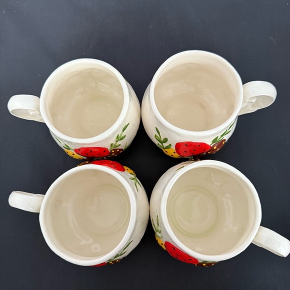 Vintage Ceramic Merry MUSHROOM Coffee Tea Mugs Cups Set of 4 - Picture 7 of 11